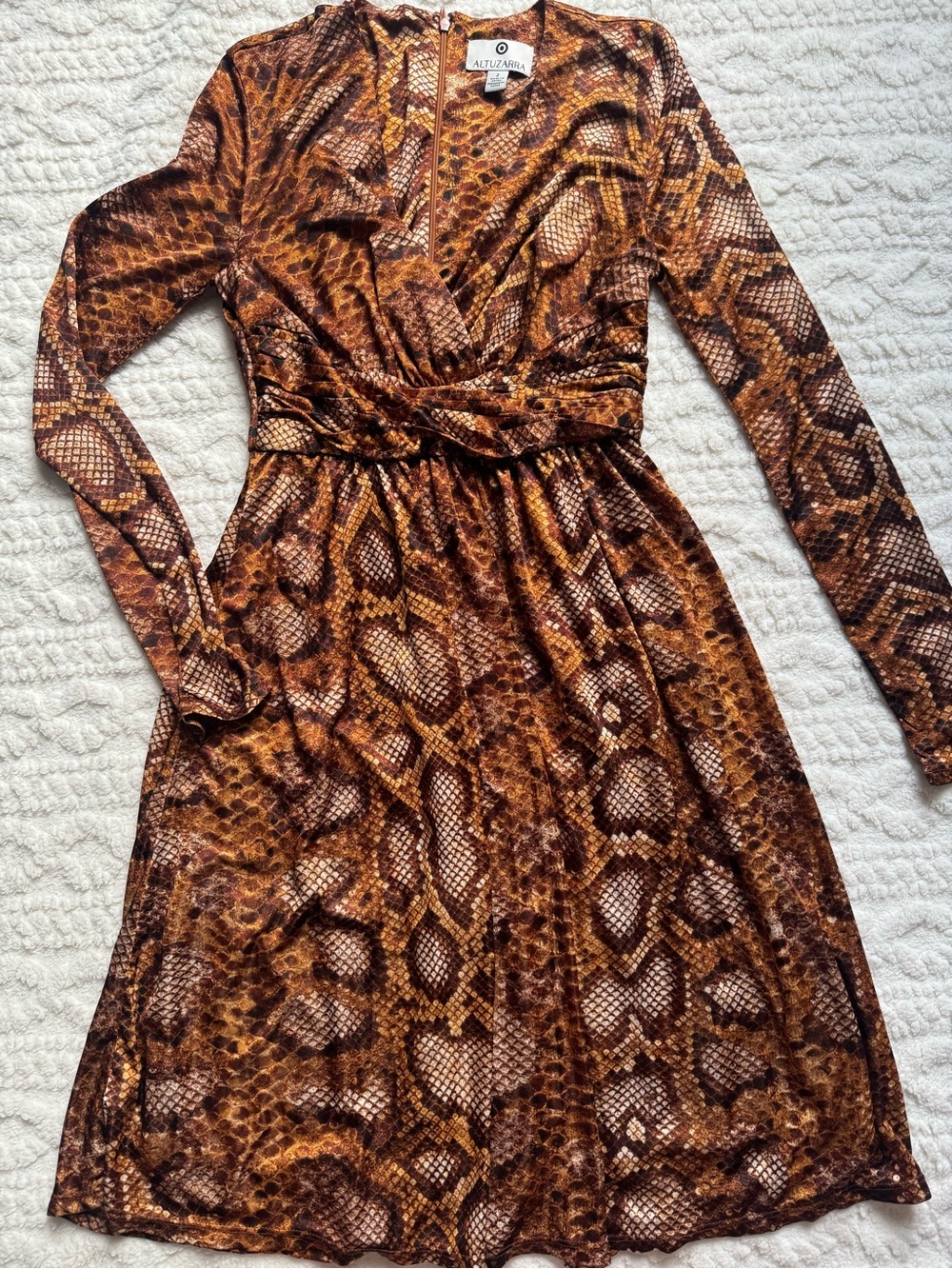 Altuzarra for Target Python Snake Print Long Sleeve Fit & Flare Dress Size 2